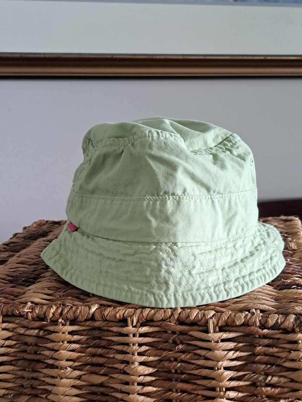 Pull&Bear Pistachio Bucket Hat with Pink Logo Tab